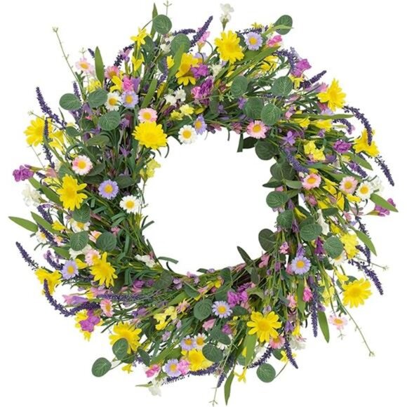 Spring Wreath 22" Spring Wreaths for Front Door Artificial Summer Wreath - Picture 7 of 7